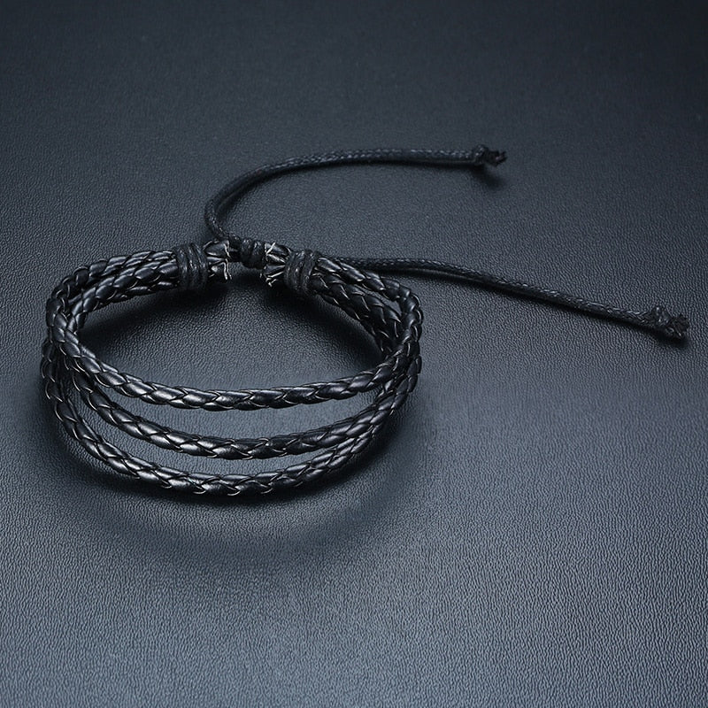 Braided Wrap Leather Bracelets for Men