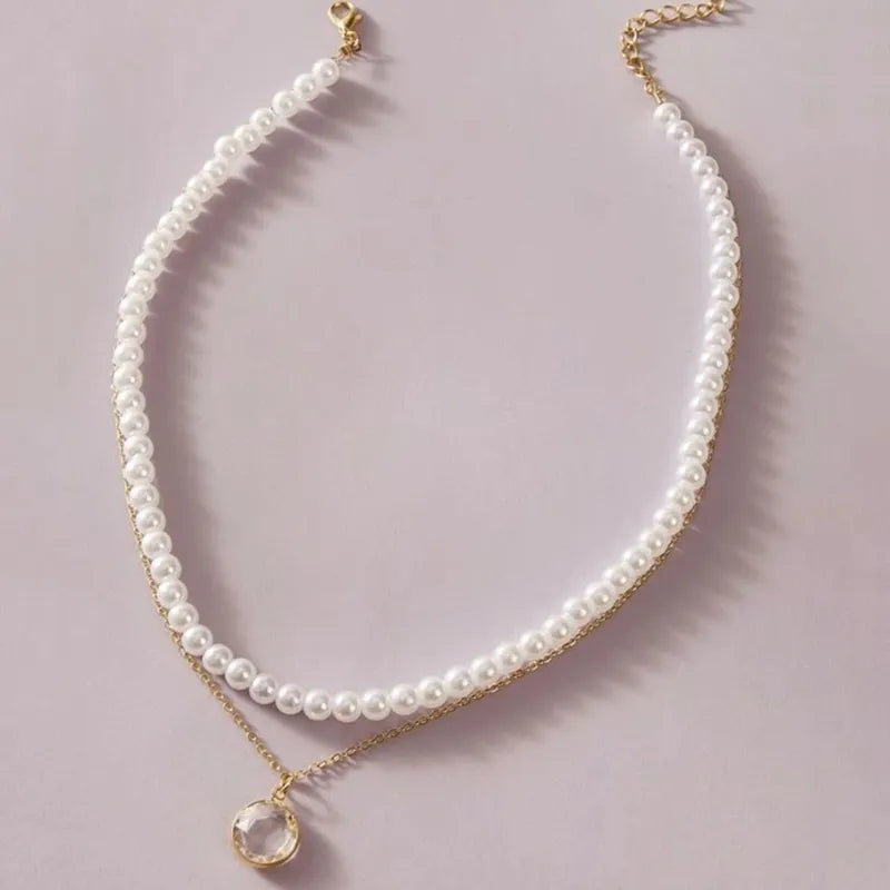 White Imitation Pearl Choker Necklace