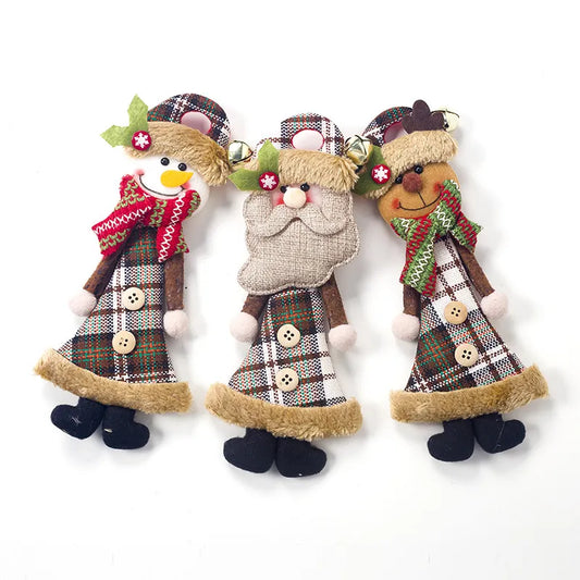 Lattice Cloth Santa Claus Doll Hanging Ornaments