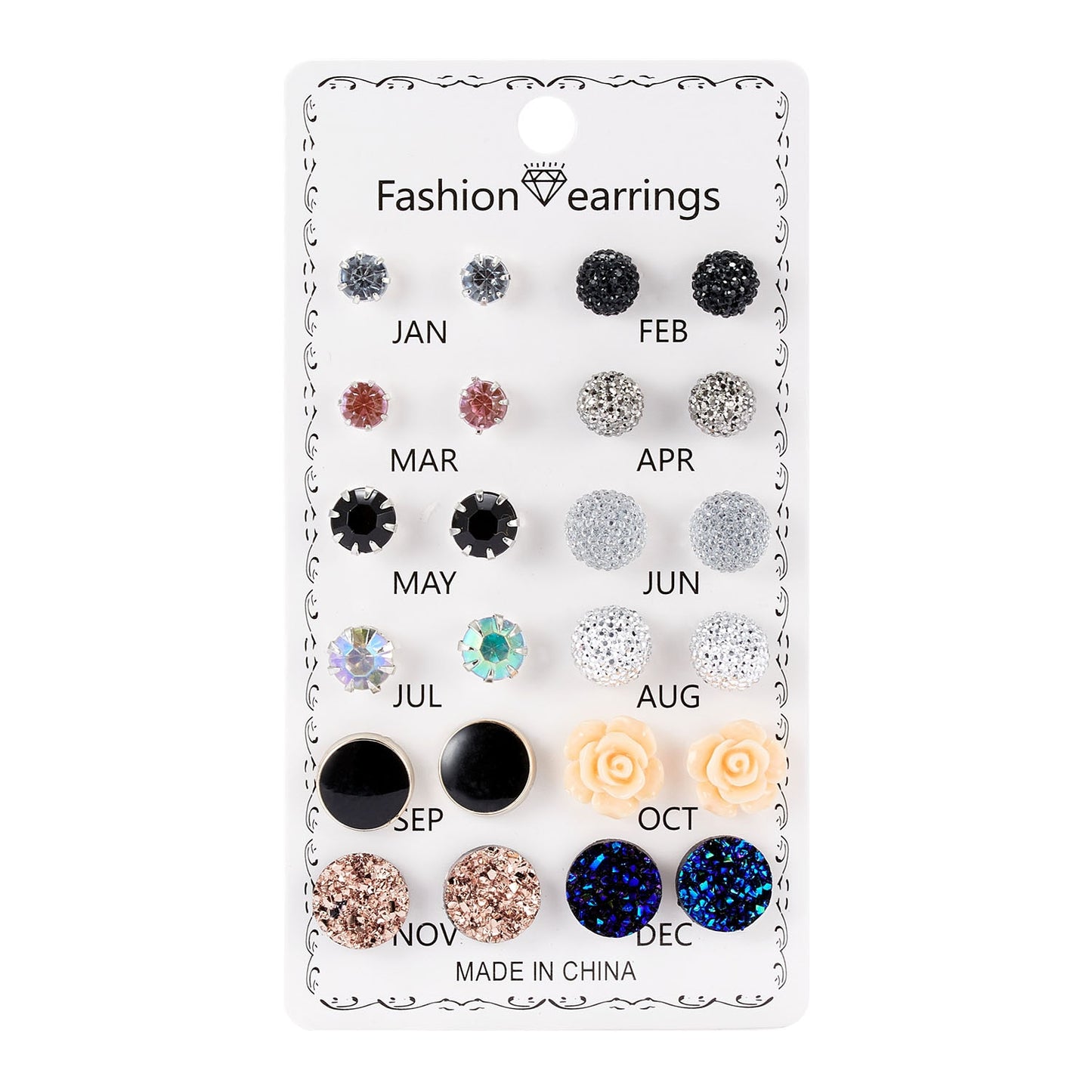 12 pairs/set Simulated Earrings Set