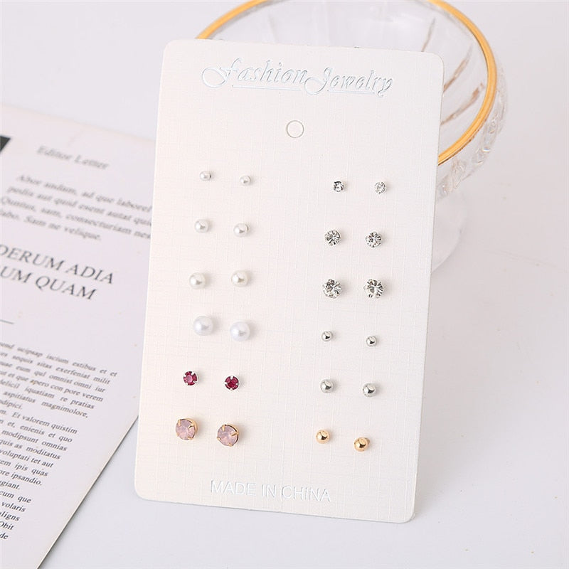 12 pairs/set Simulated Earrings Set