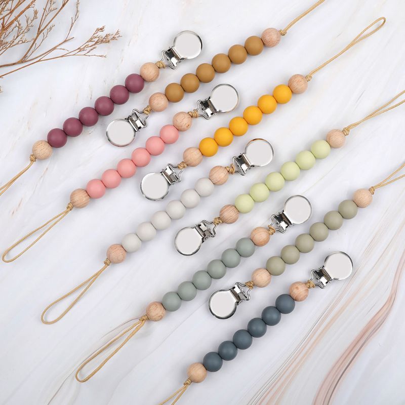 Silicone Beads Pacifier Clips Chain