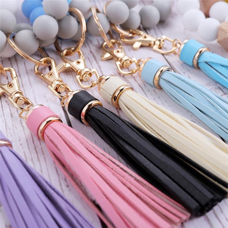 Silicone Wood Beads Keychain