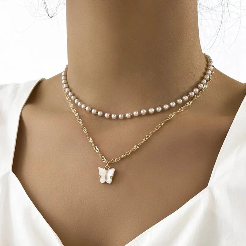 White Imitation Pearl Choker Necklace