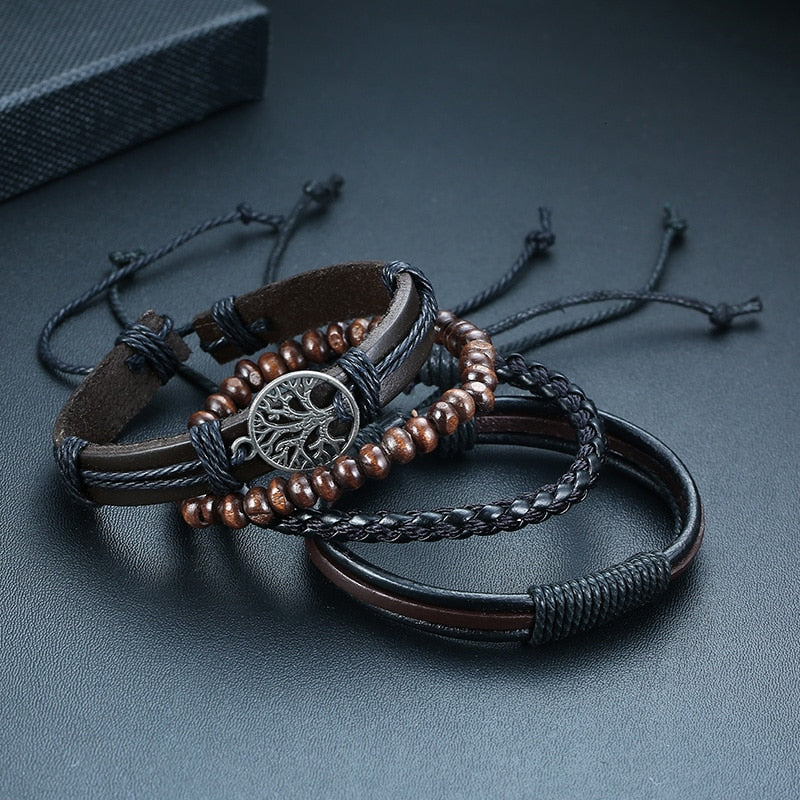 Braided Wrap Leather Bracelets for Men