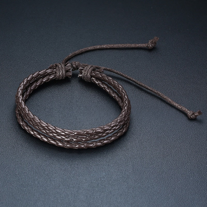 Braided Wrap Leather Bracelets for Men