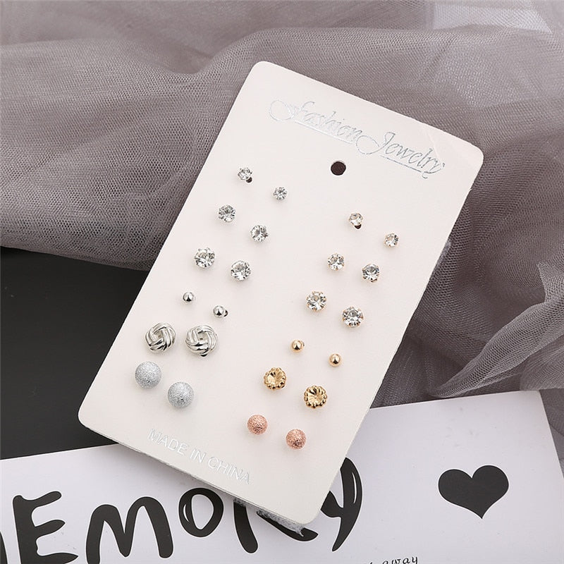 12 pairs/set Simulated Earrings Set