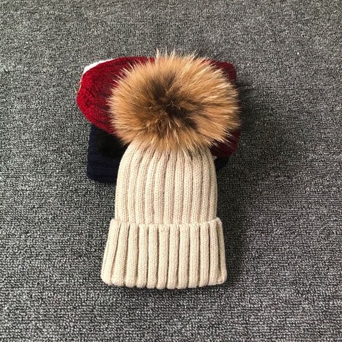 Fur Pom Pom Winter Hat