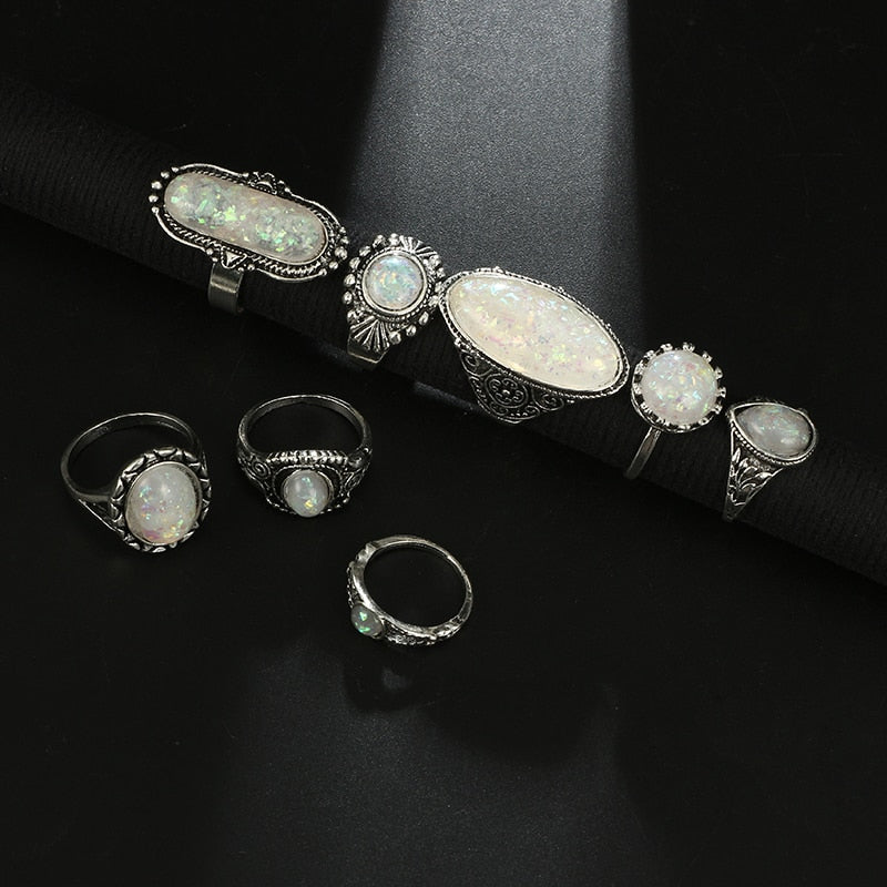 Vintage Antique Silver Color Rings Sets