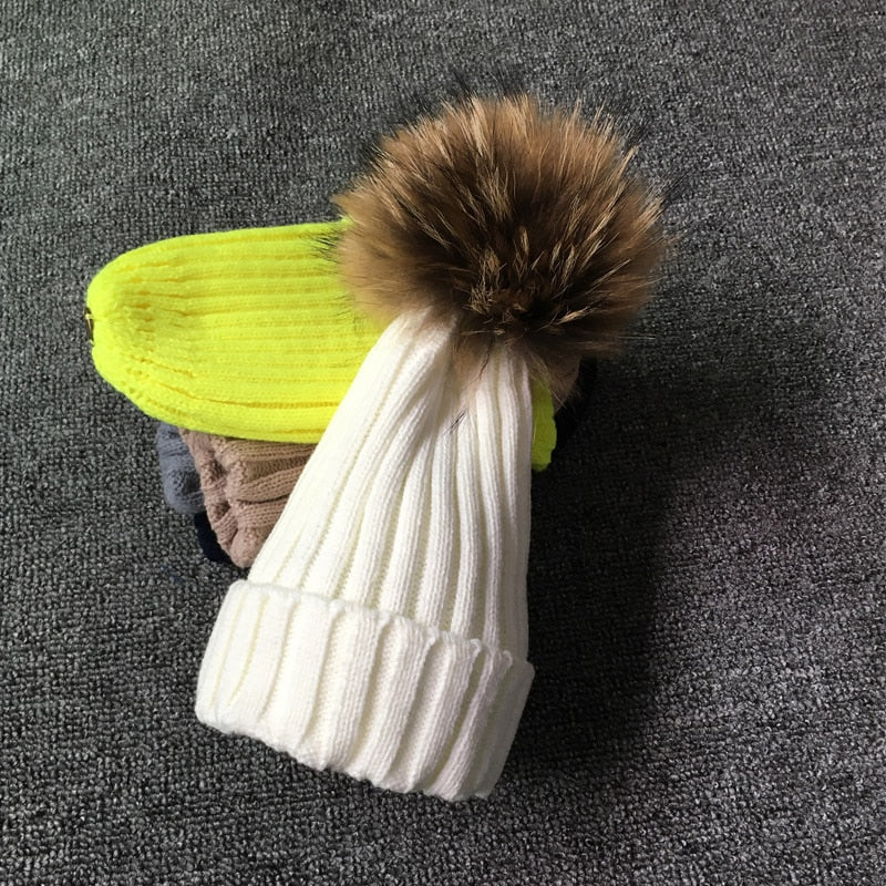 Fur Pom Pom Winter Hat