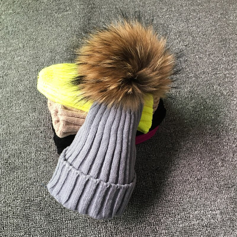 Fur Pom Pom Winter Hat