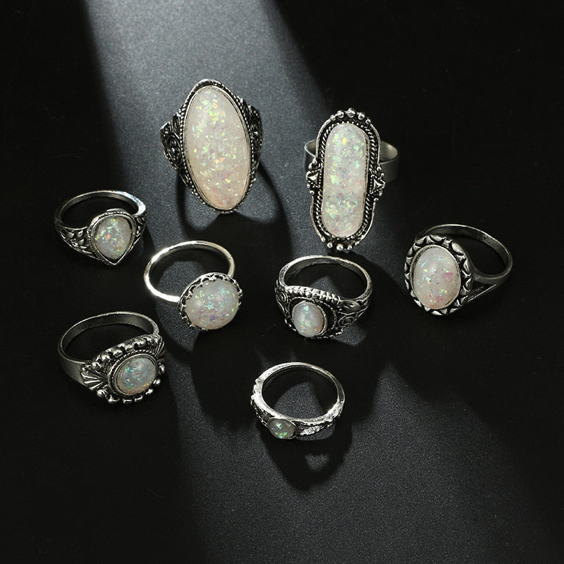 Vintage Antique Silver Color Rings Sets