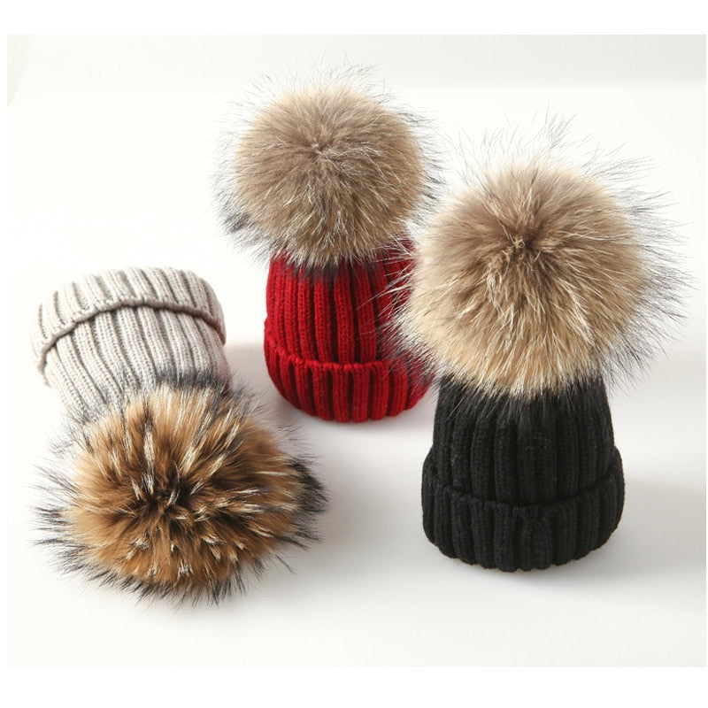 Fur Pom Pom Winter Hat