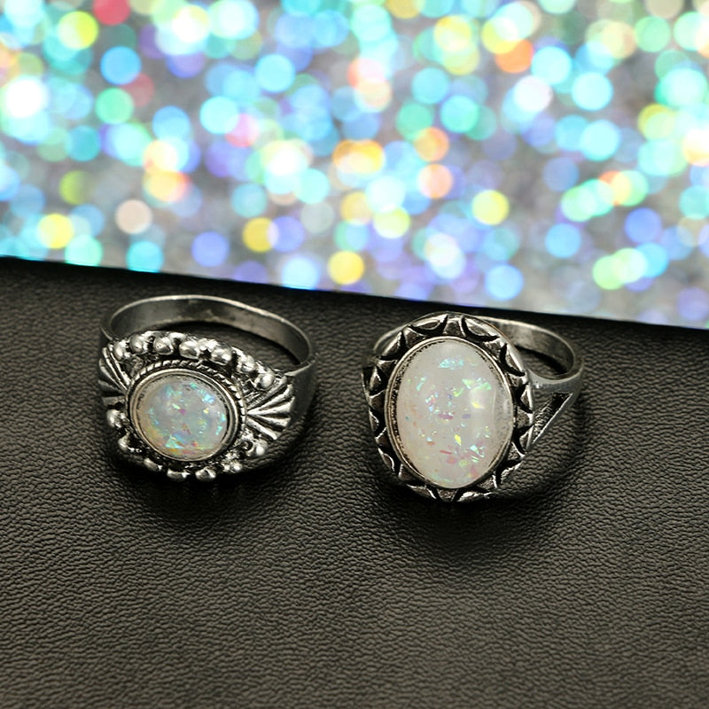 Vintage Antique Silver Color Rings Sets