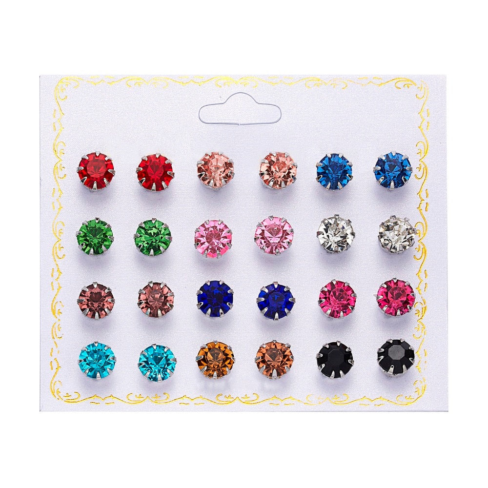 12 pairs/set Simulated Earrings Set