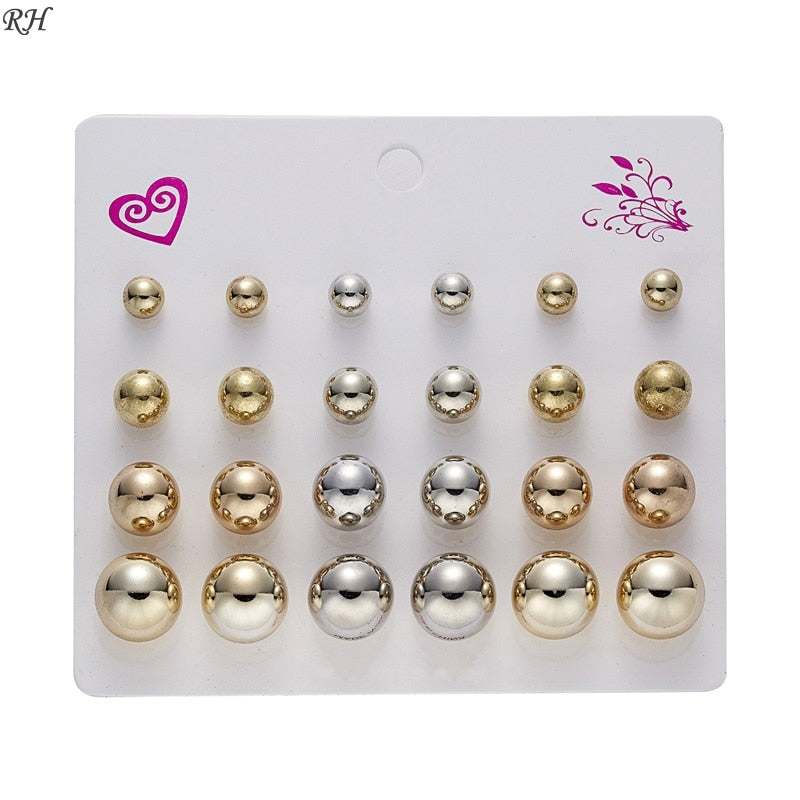 12 pairs/set Simulated Earrings Set