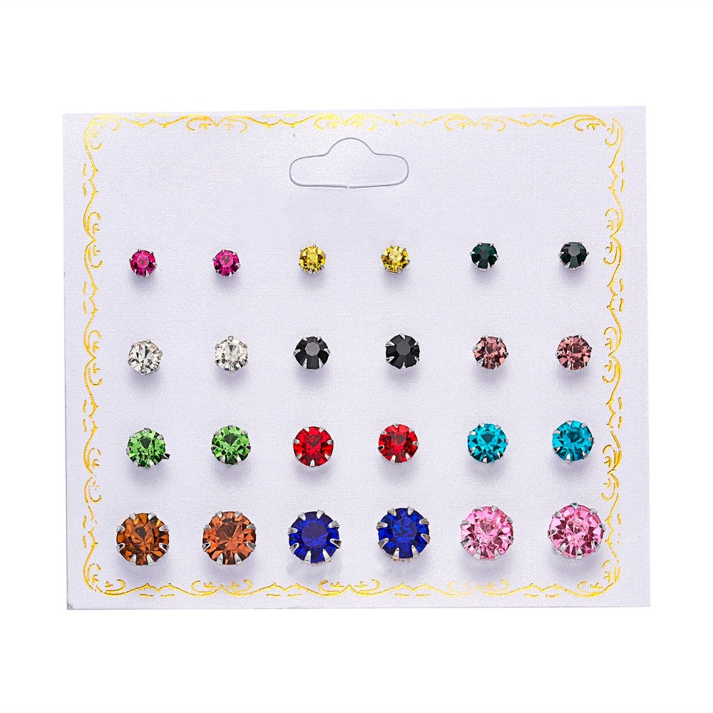 12 pairs/set Simulated Earrings Set