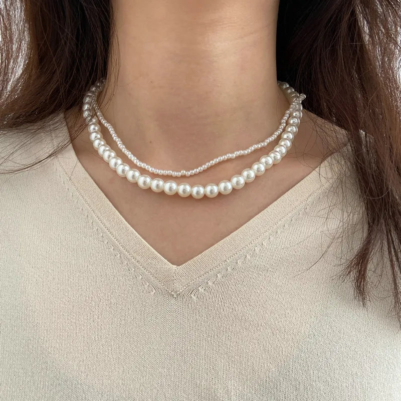 White Imitation Pearl Choker Necklace