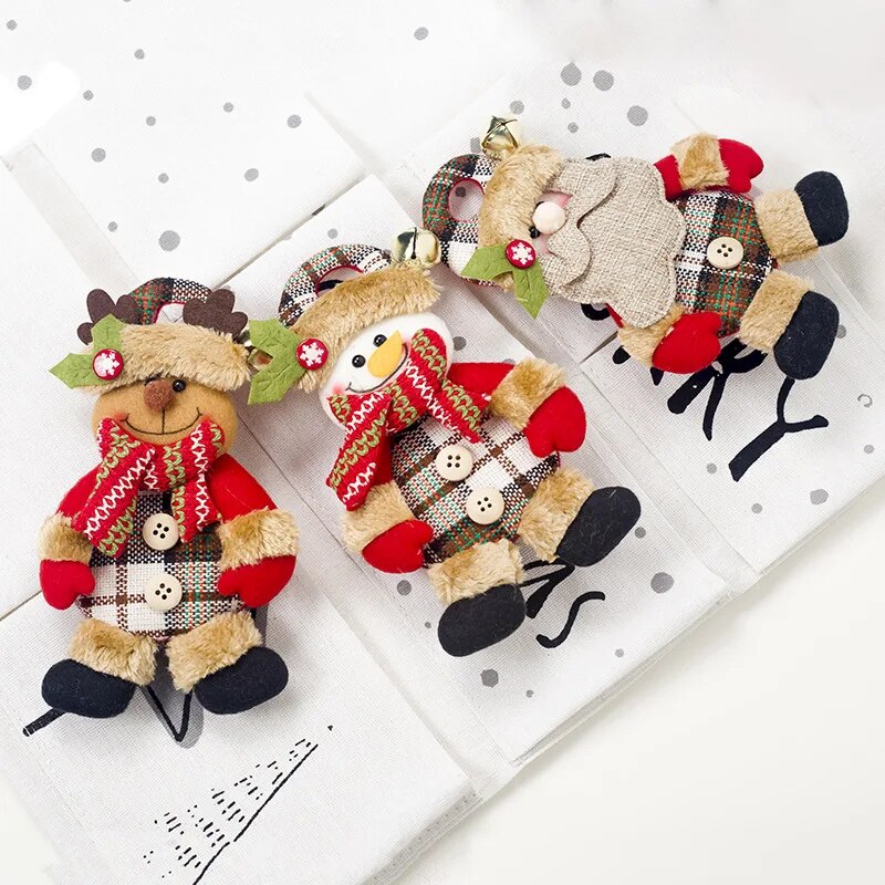 Lattice Cloth Santa Claus Doll Hanging Ornaments