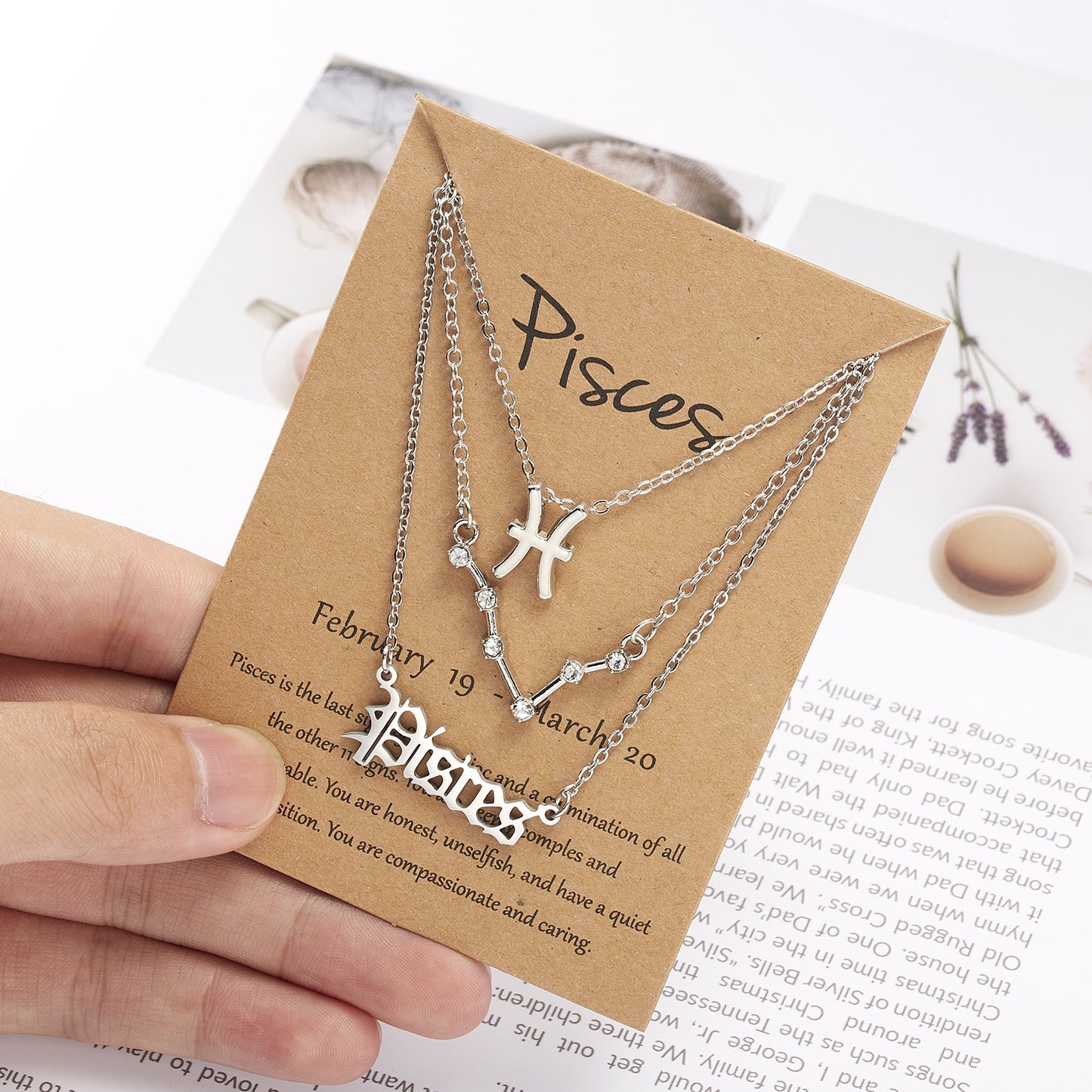 3Pcs Set Zodiac Sign Necklace