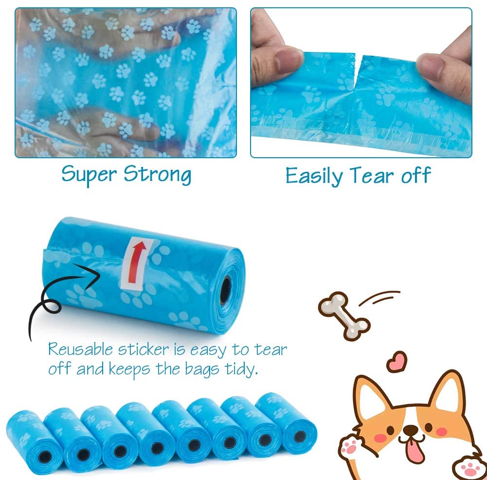 Pet Poop Bags Disposable Waste Bags With Leash Clip Holder