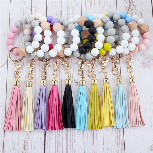 Silicone Wood Beads Keychain