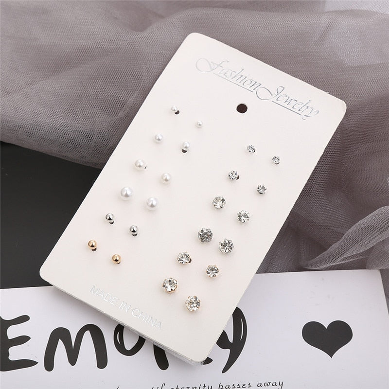 12 pairs/set Simulated Earrings Set