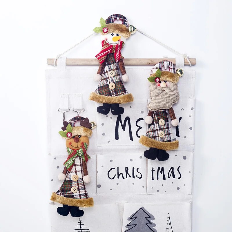 Lattice Cloth Santa Claus Doll Hanging Ornaments