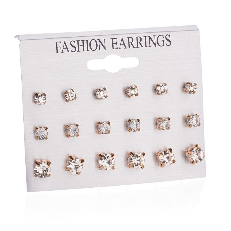 Simulated Pearl Earrings Set