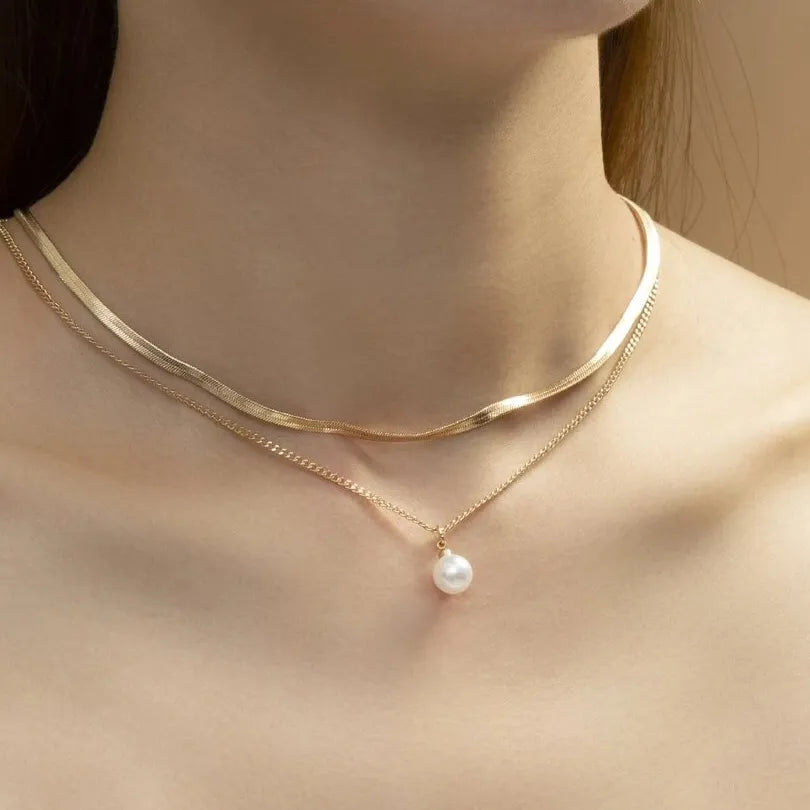 White Imitation Pearl Choker Necklace