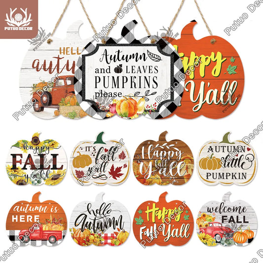 Fall Pumpkins Hanging Wood Sign