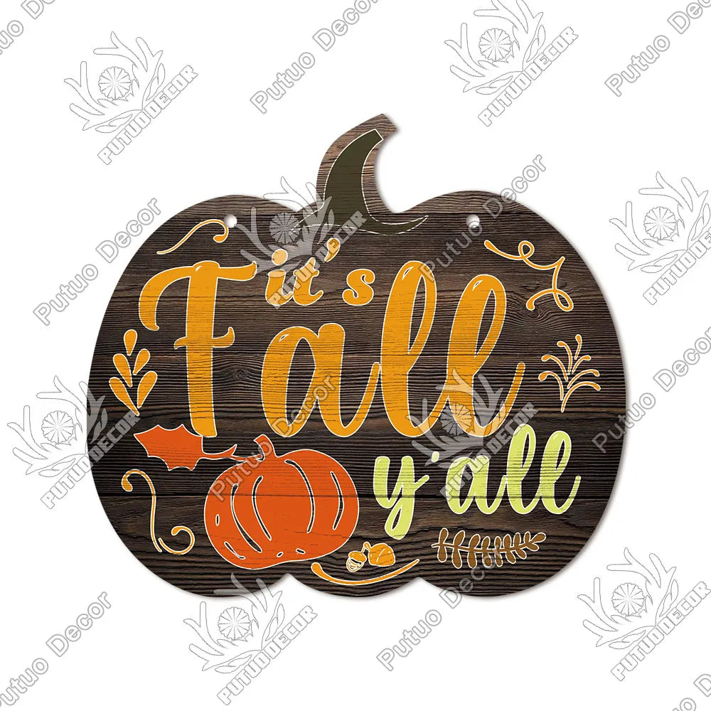 Fall Pumpkins Hanging Wood Sign