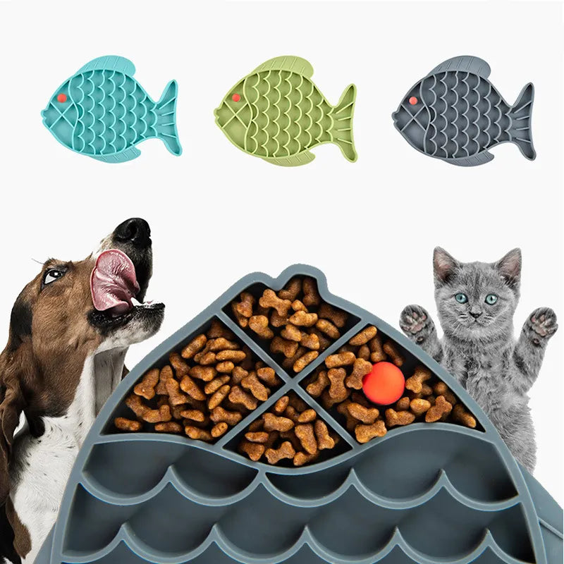 Fish Shape Silicone Bowl Slow Feeder