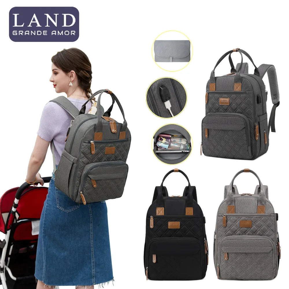 Diaper Bag with USB port Backpack