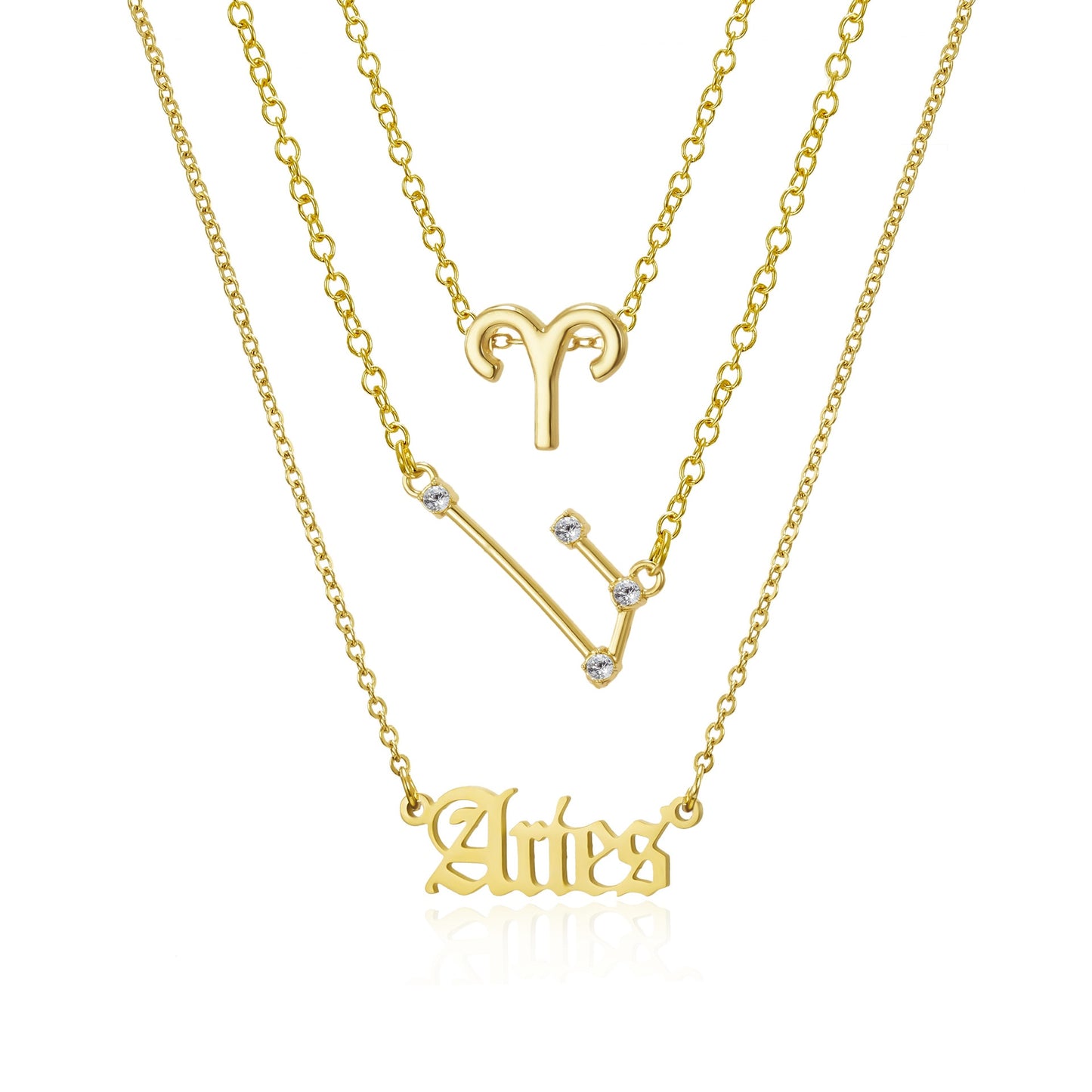 3Pcs Set Zodiac Sign Necklace