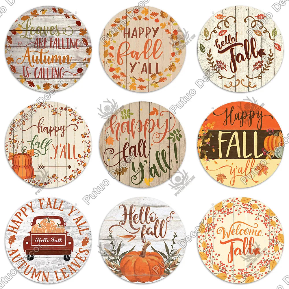 Fall Round Wooden Sign