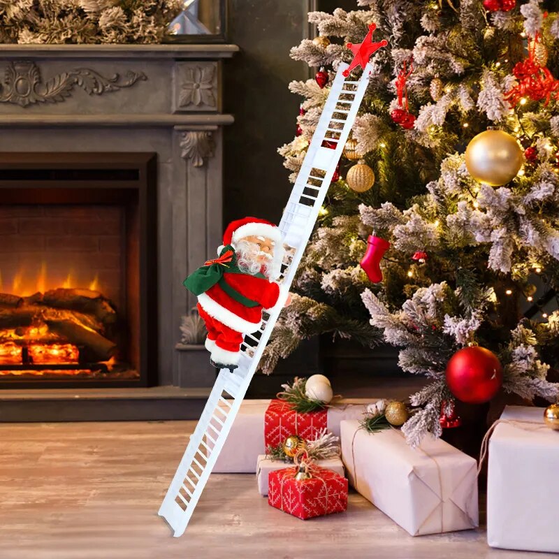 Santa Claus Doll Climbing Ladder with Music