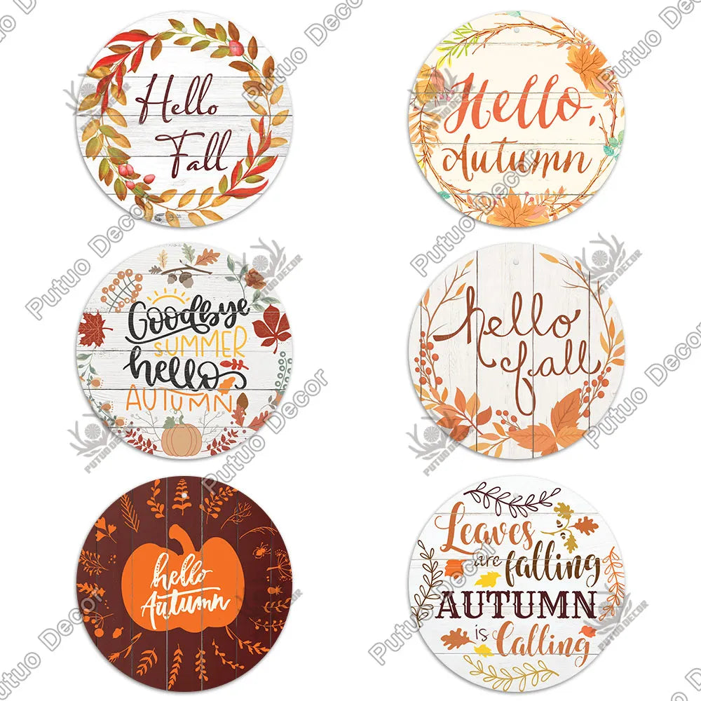 Fall Round Wooden Sign