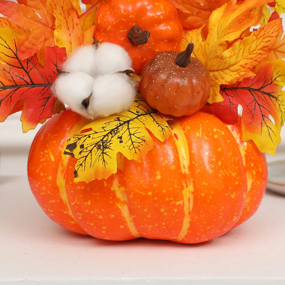 Autumn Pumpkin with Artificial Flowers