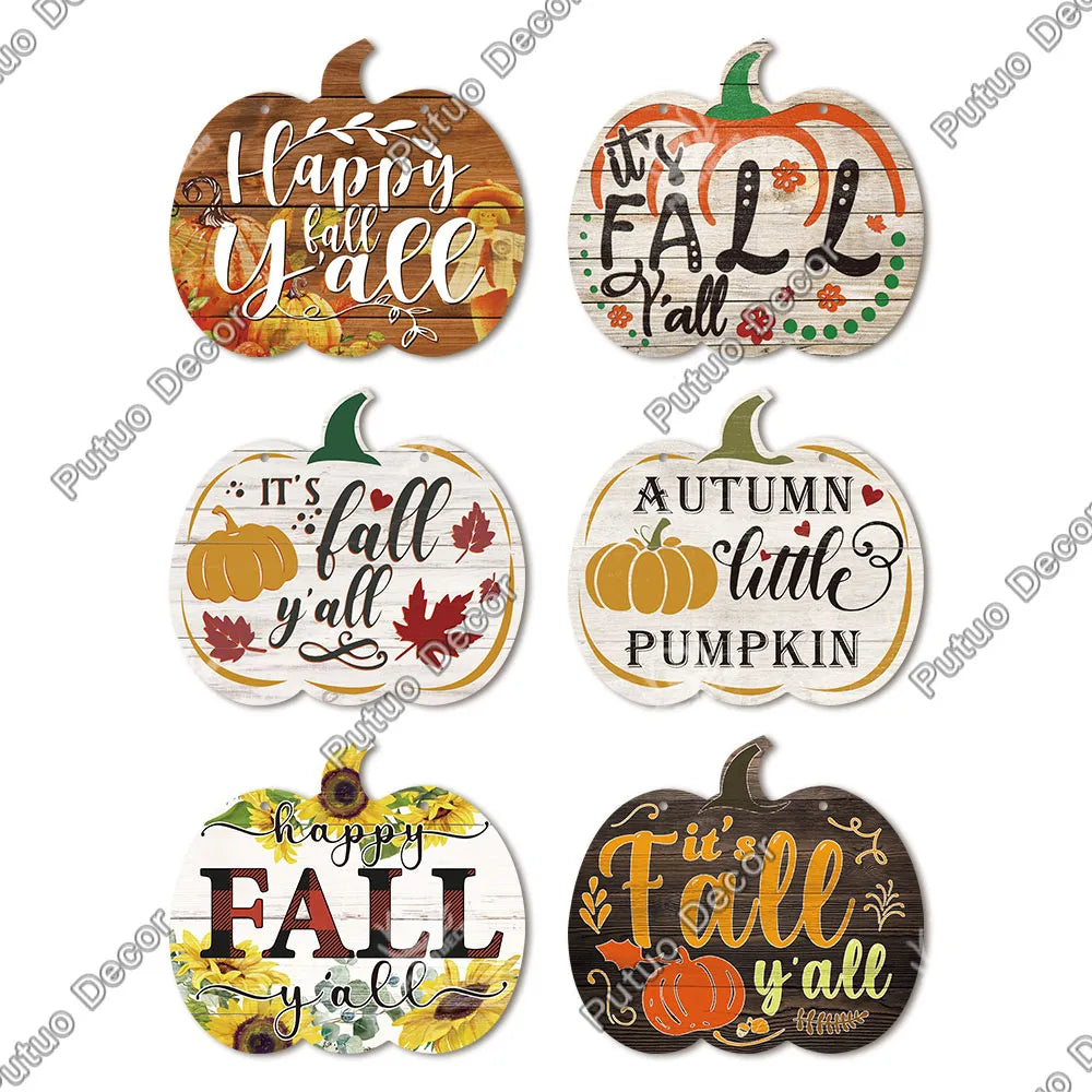 Fall Pumpkins Hanging Wood Sign