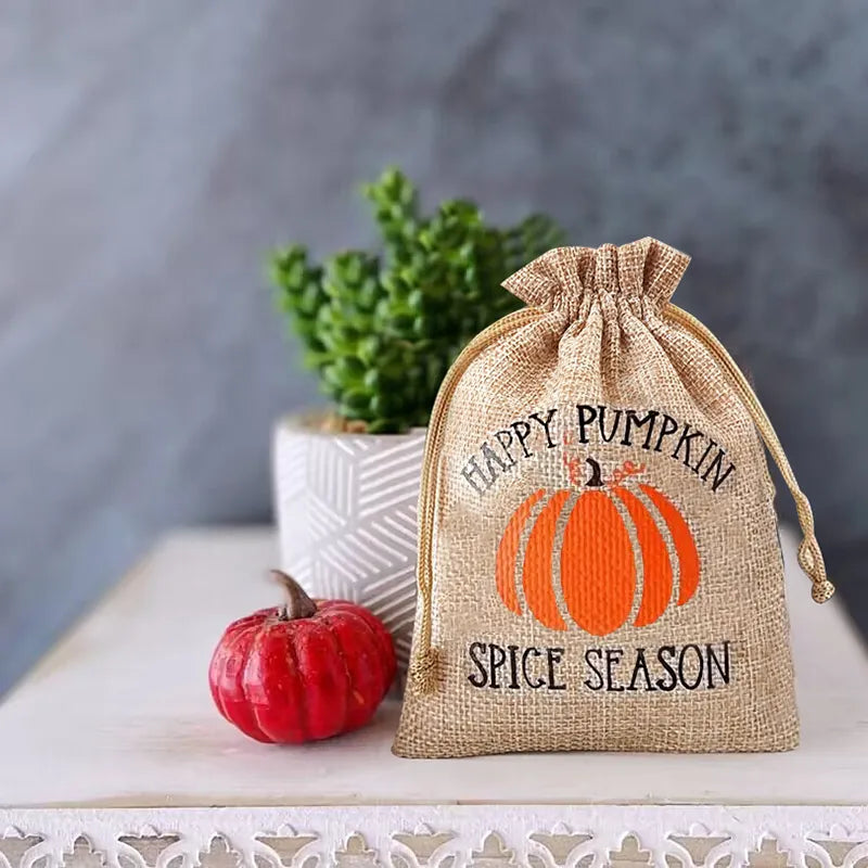 5pcs Pumpkin Burlap Gift Bags