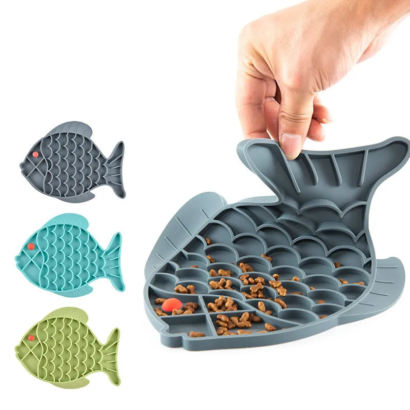 Fish Shape Silicone Bowl Slow Feeder