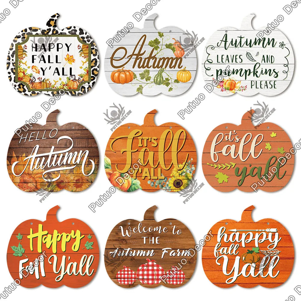 Fall Pumpkins Hanging Wood Sign