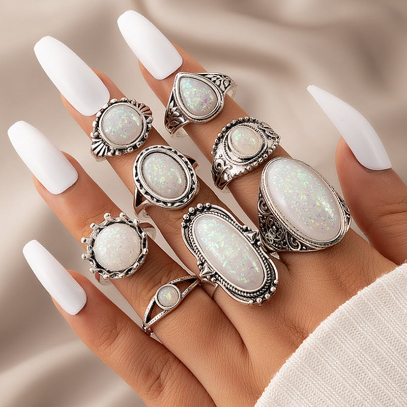 Vintage Antique Silver Color Rings Sets