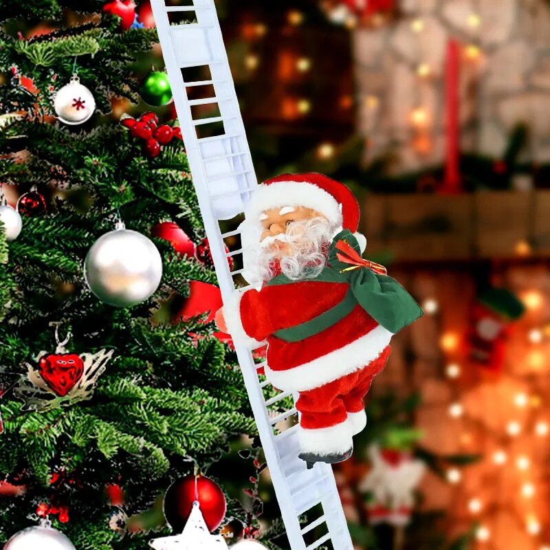 Santa Claus Doll Climbing Ladder with Music