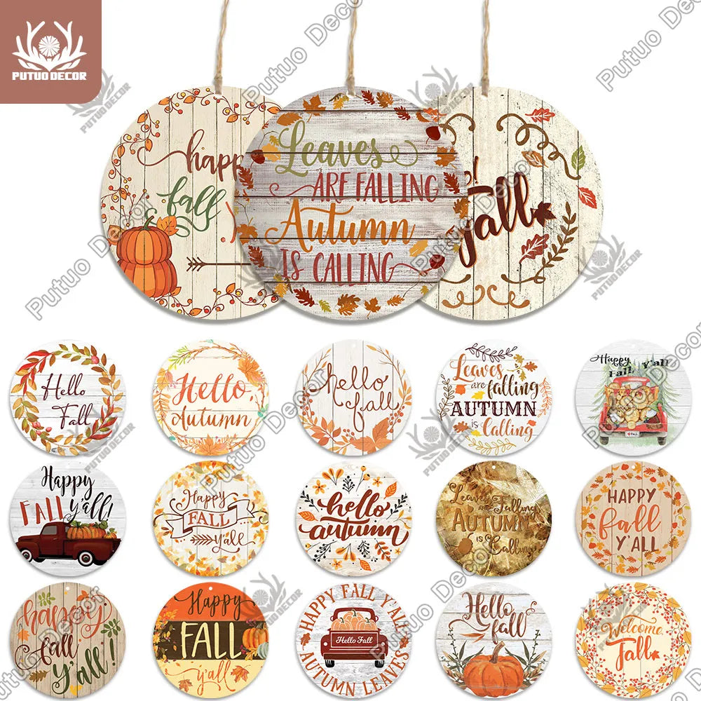 Fall Round Wooden Sign