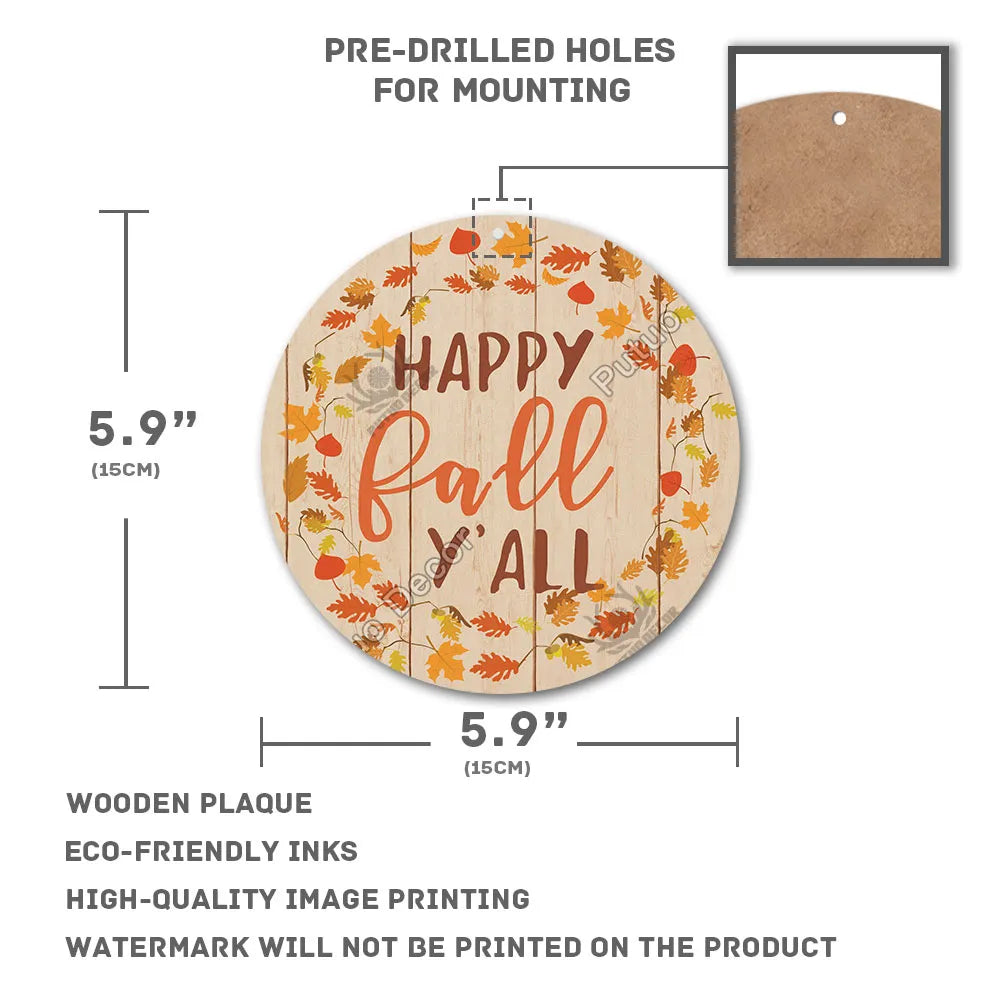 Fall Round Wooden Sign