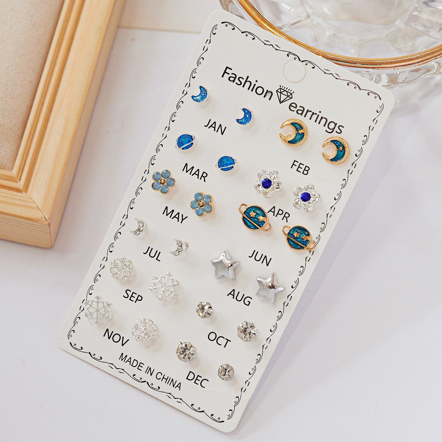 12 pairs/set Simulated Earrings Set