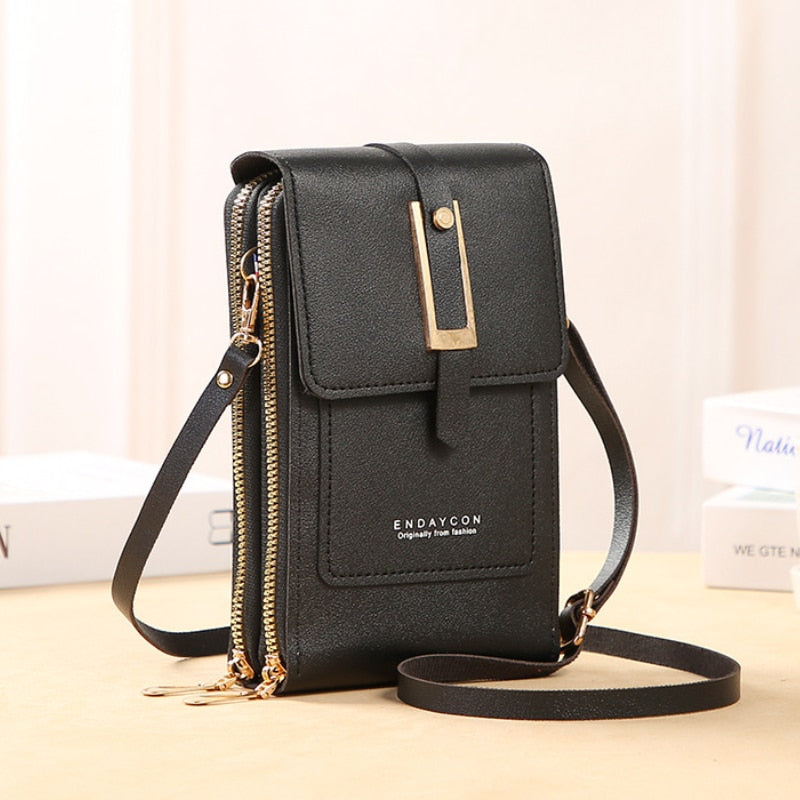 Soft Leather Touch Screen Cell Phone Crossbody Purse