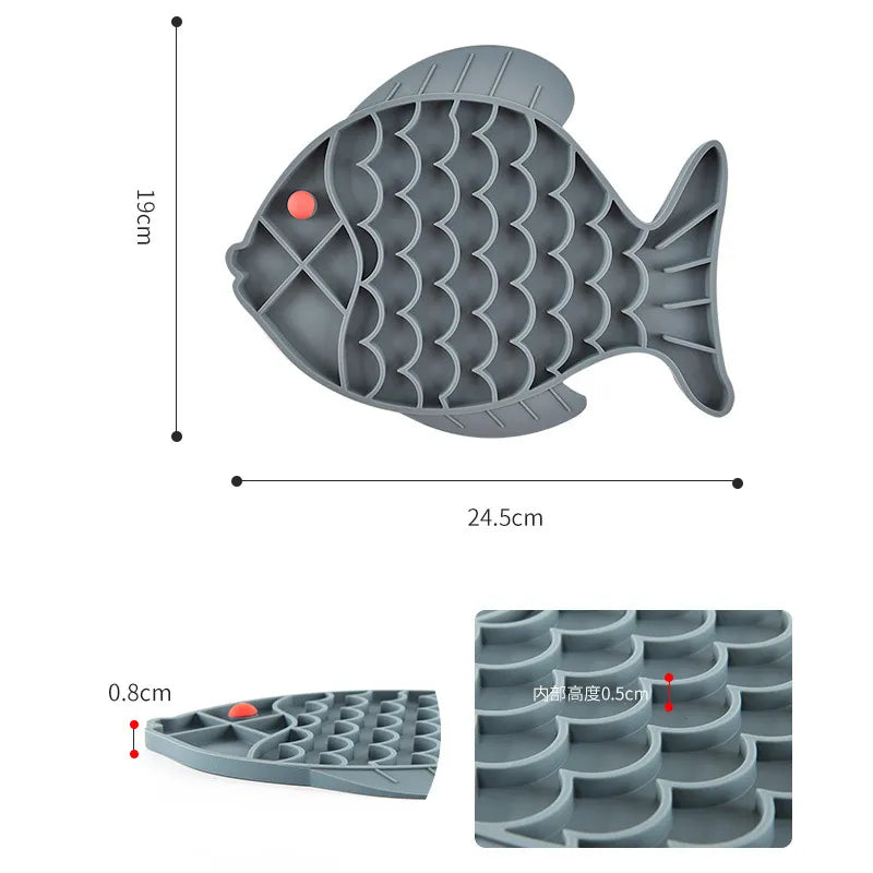 Fish Shape Silicone Bowl Slow Feeder